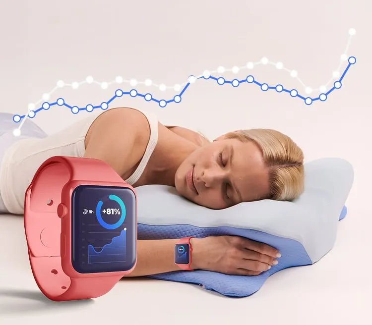 Woman sleeping peacefully on Derila Ergo pillow with perfect spinal alignment