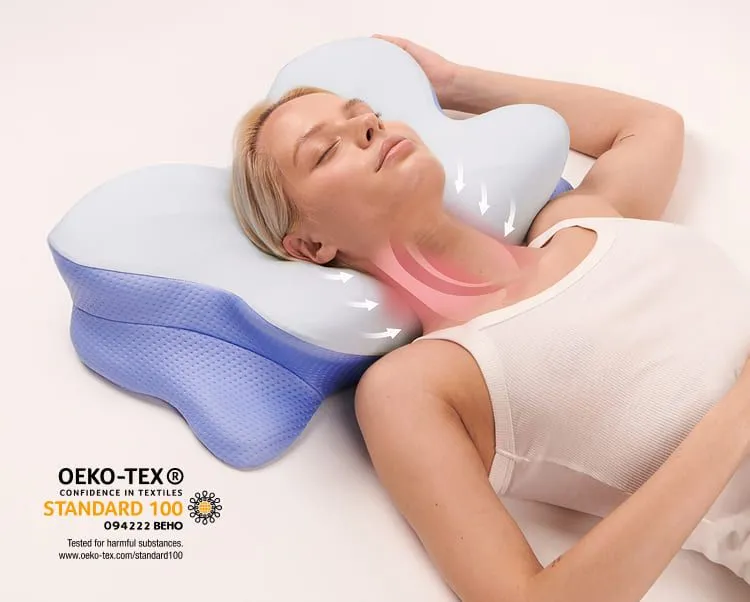 Derila Ergo ergonomic butterfly memory foam pillow for neck pain relief and deep sleep