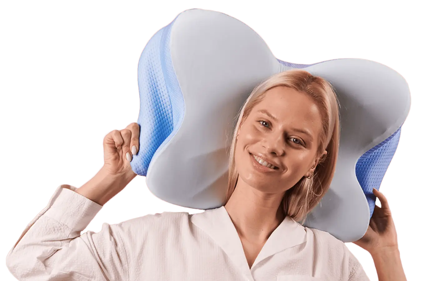 Derila Ergo back support wings holding head in aligned position for back sleepers